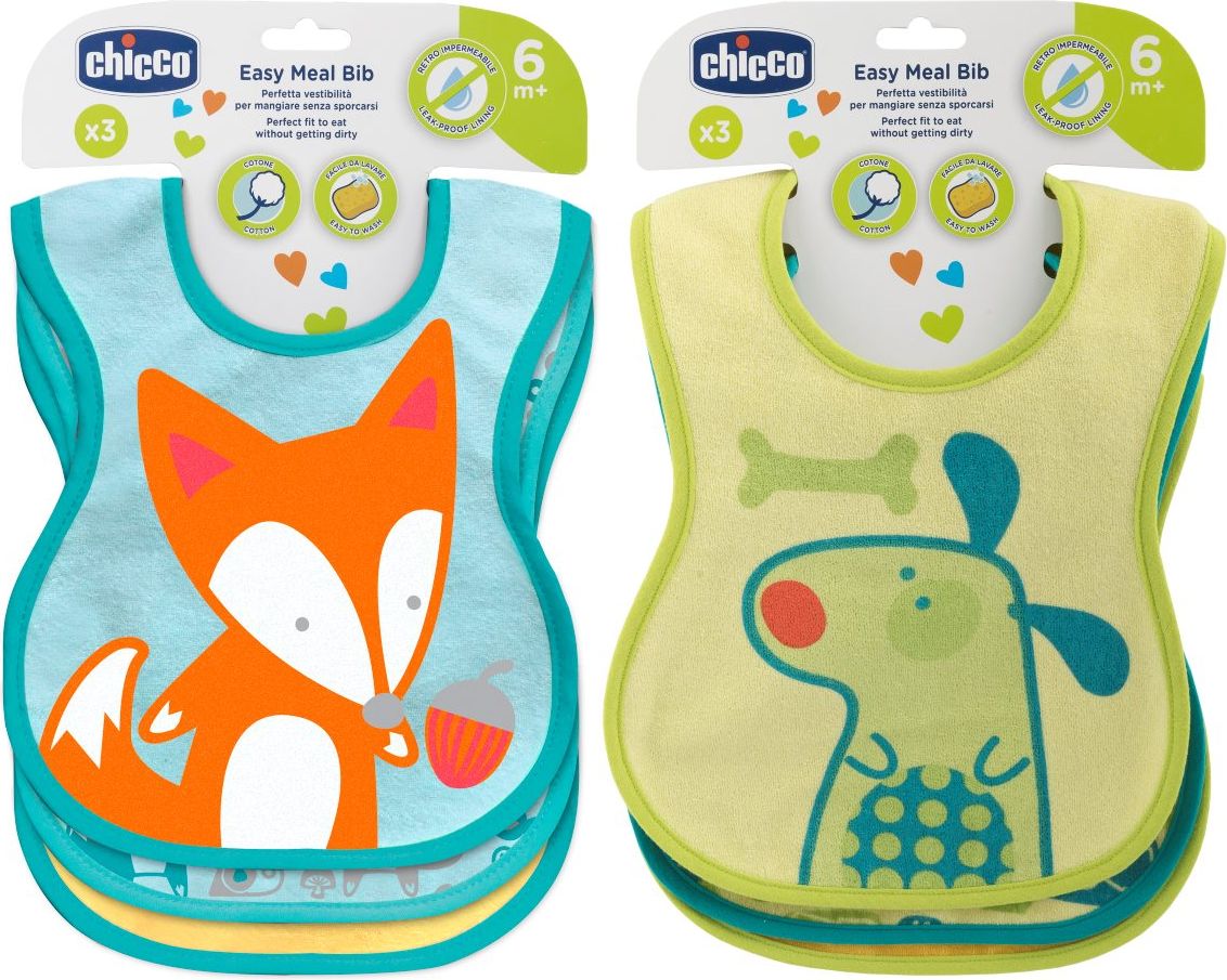 Chicco Bryndák bavlněný nepromokavý, motiv pes, zelený 3 ks - obrázek 1