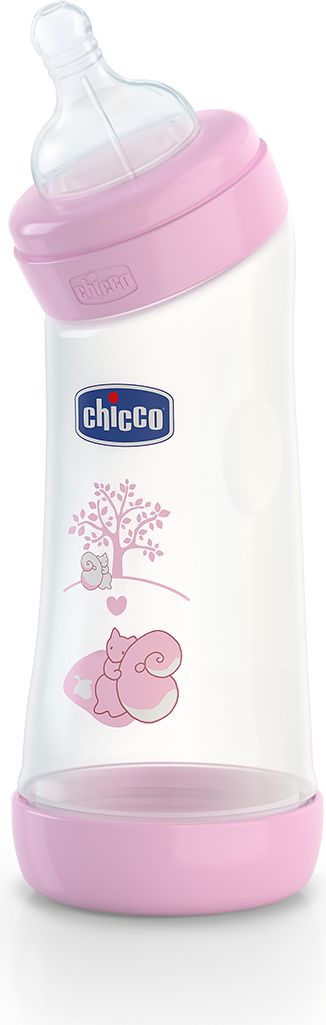Chicco Láhev Well-Being zahnutá, silikonový dudlík růžová 250 ml - obrázek 1