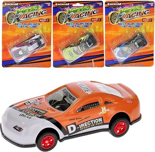 Závodní kovové auto 9 cm - oranžová - obrázek 1