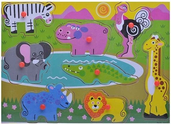 Dřevěné puzzle Divoké zvířátka - obrázek 1