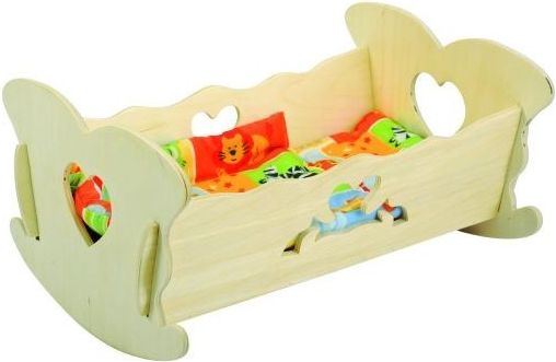 Kolébka pro panenky se srdcem 33 cm - modrá - obrázek 1