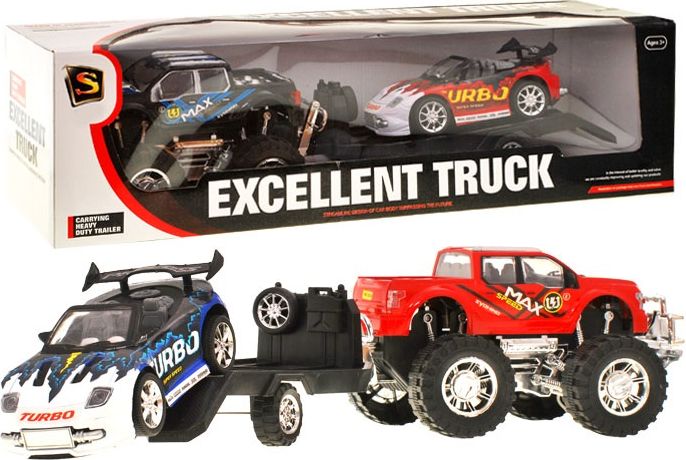 Auto s přívěsem + sportovní auto - černá - obrázek 1