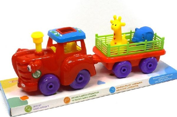 Farmářský traktor se zvířátky - modrá - obrázek 1