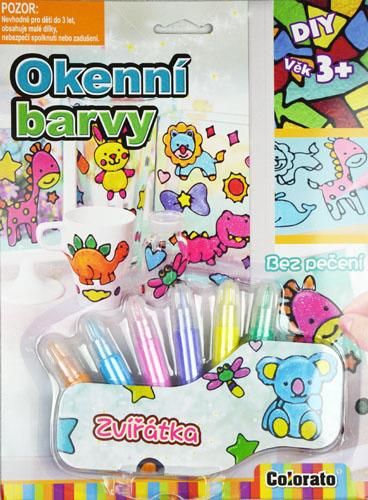 Okenní barvy - 6x tužky + předloha zvířecí - obrázek 1