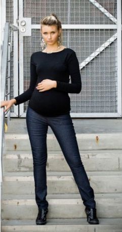 Těhotenské kalhoty JEANS - Černý jeans, Velikosti těh. moda XS (32-34) - obrázek 1
