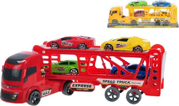 Auto ťahač na setrvačník se 4 auty - žltá - obrázek 1