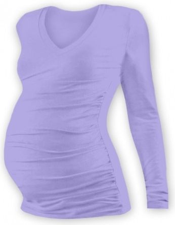 Těh. tričko dl. rukáv s výstřihem do V - šeříkové, Velikosti těh. moda L/XL - obrázek 1