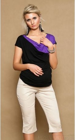 Těhotenské kalhoty ANNA 3/4 - béžové, Velikosti těh. moda XL (42) - obrázek 1