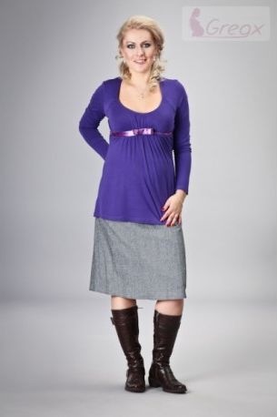 Těhotenská sukně ELVIA - šedá s odstínem stříbr. nitky, Velikosti těh. moda XL (42) - obrázek 1