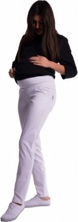Těhotenské kalhoty s mini těhotenským pásem - bílé, Velikosti těh. moda XXL (44) - obrázek 1