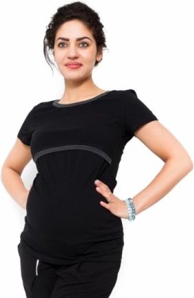 Těhotenské a kojící triko Aldona - černá, Velikosti těh. moda  S (36) - obrázek 1