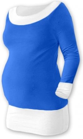 Těhotenska tunika DUO - modrá/bílá, Velikosti těh. moda L/XL - obrázek 1