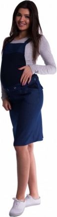 Těhotenské šaty/sukně s láclem - tm. modré, Velikosti těh. moda XL (42) - obrázek 1