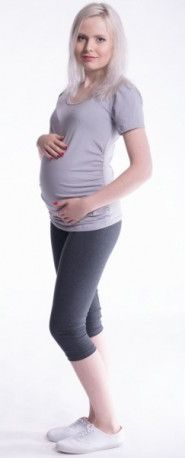 Těhotenské barevné legíny 3/4 délky - tm. béžová, Velikosti těh. moda L (40) - obrázek 1