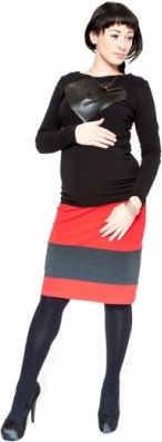 Těhotenská sukně Be MaaMaa - LORA červená/grafit, Velikosti těh. moda  S (36) - obrázek 1