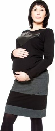 Těhotenská sukně Be MaaMaa - LORA černá/grafit, Velikosti těh. moda XS (32-34) - obrázek 1