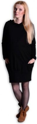 Sportovní těhotenské šaty s kapucí - černé, Velikosti těh. moda S/M - obrázek 1