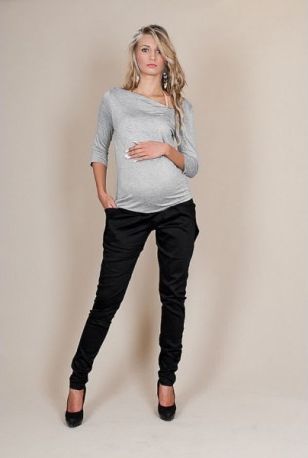 Těhotenské kalhoty ALADINKY - Černé, Velikosti těh. moda XL (42) - obrázek 1