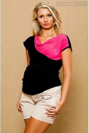 Těhotenské kraťasy s mašlí - béžové, Velikosti těh. moda L (40) - obrázek 1