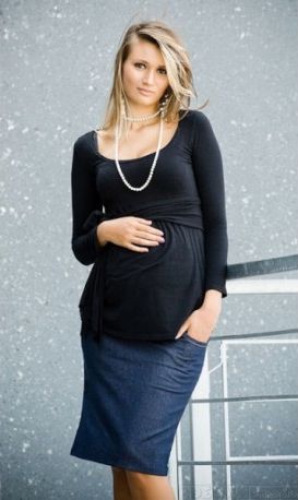 Těhotenské sukně SARA - modrá, Velikosti těh. moda XS (32-34) - obrázek 1