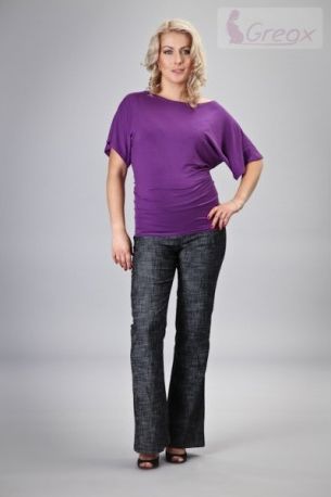 Elegantní těhotenské kalhoty JEANS - černý melír, Velikosti těh. moda L (40) - obrázek 1