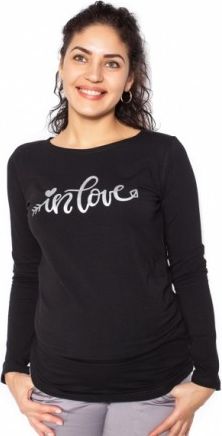 Těhotenské triko dlouhý rukáv In Love - černé, Velikosti těh. moda  S (36) - obrázek 1