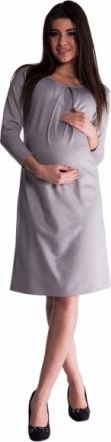 Těhotenské šaty - šedé, Velikosti těh. moda XS (32-34) - obrázek 1
