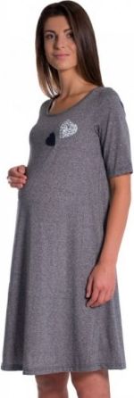 Letní, volné těhotenské šaty kr. rukáv - grafit, Velikosti těh. moda XL (42) - obrázek 1