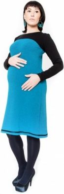Těhotenské šaty/tunika PARIS - tyrkys, Velikosti těh. moda L/XL - obrázek 1