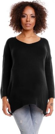 Pohodlný těhotenský svetřík s rozparky - černý - obrázek 1
