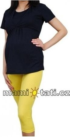 Těhotenské barevné legíny 3/4 délky - žlutá, Velikosti těh. moda XL (42) - obrázek 1