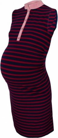 Těhotenské,kojící proužkované šaty se stojáčkem - granát/bordo, Velikosti těh. moda XS (32-34) - obrázek 1