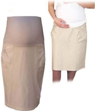 Těhotenská sportovní sukně s kapsami - béžová, Velikosti těh. moda XL (42) - obrázek 1