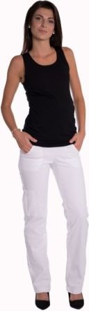 Bavlněné, těhotenské kalhoty s kapsami - bílé, Velikosti těh. moda XXL (44) - obrázek 1