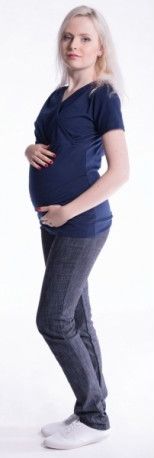 Těhotenské a kojící triko s kapucí, kr. rukáv - granát, Velikosti těh. moda L/XL - obrázek 1