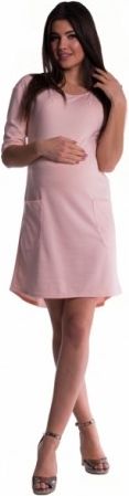 Těhotenské a kojící šaty - pudrově růžové, Velikosti těh. moda XS (32-34) - obrázek 1