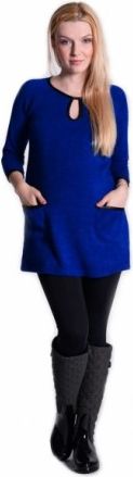 Tunika, šaty 3/4 rukáv - sytě tm.modrá, Velikosti těh. moda L/XL - obrázek 1