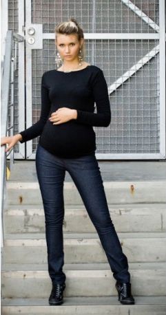 Těhotenské kalhoty JEANS - Černý jeans, Velikosti těh. moda XL (42) - obrázek 1