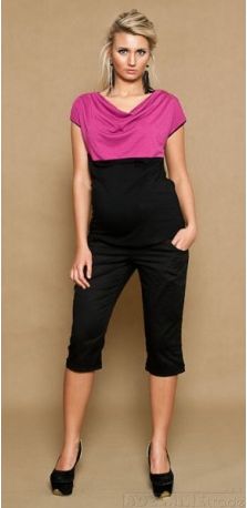 Těhotenské kalhoty ANNA 3/4 - černé, Velikosti těh. moda XXXL (46) - obrázek 1