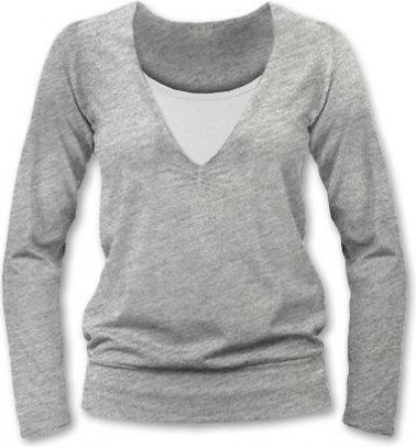 Kojící, těhotenské triko JULIE dl. rukáv - šedý melír, Velikosti těh. moda S/M - obrázek 1
