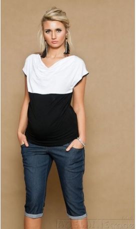 Těhotenské JEANS 3/4 - granátové, Velikosti těh. moda XL (42) - obrázek 1