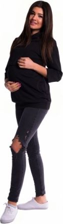 Těhotenské a kojící teplákové triko - černé, Velikosti těh. moda L (40) - obrázek 1