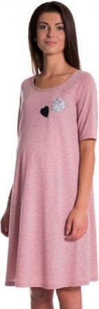 Letní, volné těhotenské šaty kr. rukáv - růžové, Velikosti těh. moda XL (42) - obrázek 1