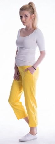 Těhotenské 7/8 bederní kalhoty - žluté, Velikosti těh. moda  S (36) - obrázek 1