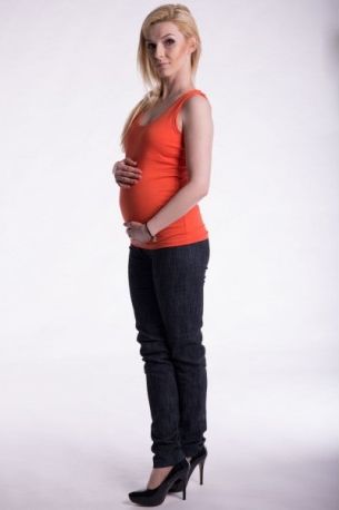 Těhotenské,kojící tilko s odnimatelnými ramínky - pomerančové, Velikosti těh. moda S/M - obrázek 1