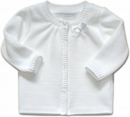 Kojenecký svetřík K-Baby s mašličkou - bílý, Velikost koj. oblečení 104 - obrázek 1
