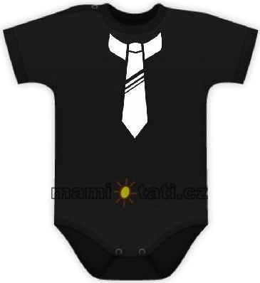 Body kr. rukávek s potiskem kravaty - černé, Velikost koj. oblečení 62 (2-3m) - obrázek 1