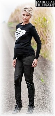 Těhotenské kalhoty/jeans NANA - černý jeans, Velikosti těh. moda XL (42) - obrázek 1