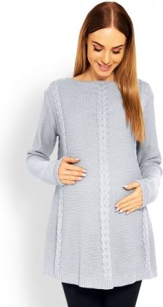 Elegantní těhotenský svetřík/tunika - šedý - obrázek 1
