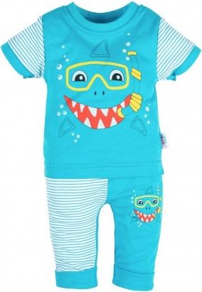 Kojenecké tričko s krátkým rukávem a tepláčky New Baby Shark, Tyrkysová, 62 (3-6m) - obrázek 1